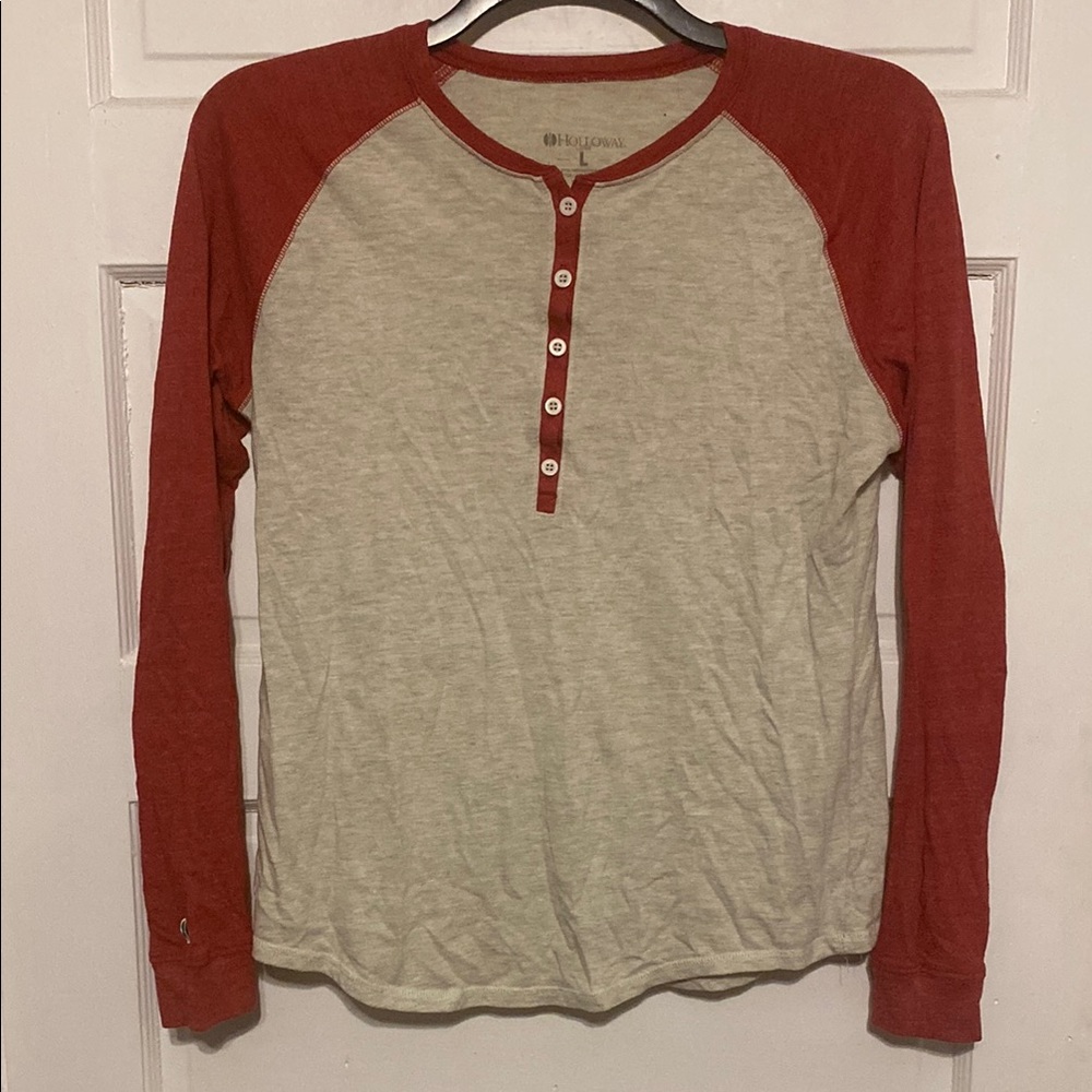 Holloway Red and Gray Henley Shirt Sz. Large
